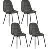 Set van 4 fluwelen eetkamerstoelen met metalen poten in donkergroen of donkergrijs, stijlvolle en comfortabele meubels.