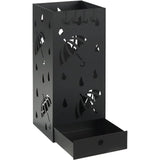 Paraplubak met lekbak – Vierkant metaal – 4 haken – 20 × 20 × 49 cm