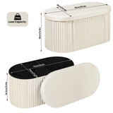 WOLTU Velvet Footstool Round Ottoman MDF Foldable Storage Stool with Creative Storage Box Removable Padded Lid for Living Room