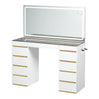 Kaptafel met LED-spiegel – 11 lades – Glazen blad – Stopcontact en USB