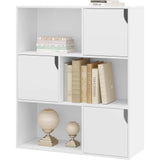 White/Light Oak Bookcase Bookshelf Standing Shelf with 6 Cubes Storage Organizer for Room Divider Office Study Living Room