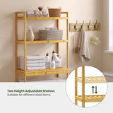 EUGAD Bamboo Bathroom Shelf Washing Machine Unit Over Toilet Shelf with 3 Adjustable Shelves Narrow Bathroom Cabinet for Bathroom Laundry Room