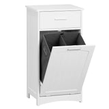 EUGAD White Bathroom Cabinet with Fold-out Laundry Basket 42x82x30cm Slim Clothes Cupboard  Sundries Toilet Storage Racks