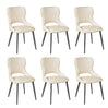 Eetkamerstoelen set van 6 – Chenille bekleding – Gebogen rugleuning – Metalen poten