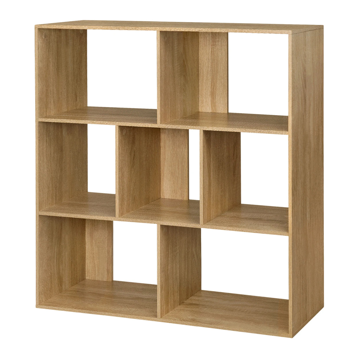 White Bookcase with 7 Compartments Office Cube Storage Shelf 100x100x30cm Room Divider for Living Room Bedroom
