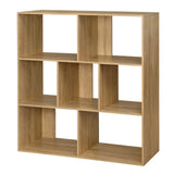 White Bookcase with 7 Compartments Office Cube Storage Shelf 100x100x30cm Room Divider for Living Room Bedroom
