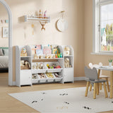 WOLTU Children's Bookcase Organizer Shelf with Open Compartments for Books and 2 Cabinets  6 Removable Plastic Containers with Doors for Children's Bedroom Living Room