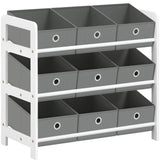 Children's Shelf Organizer Toys Storage Shelf with 9 Removable Fabric Boxes Durable Space-Saving for Playroom Kindergarten 63.5X29.5X58cm