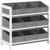 Children's Shelf Organizer Toys Storage Shelf with 9 Removable Fabric Boxes Durable Space-Saving for Playroom Kindergarten 63.5X29.5X58cm