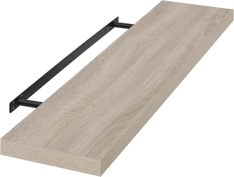 Lichtbruine zwevende wandplank van BukkitBow met verborgen bevestiging, 25-120 cm lang, eikenlook, muurdecoratie