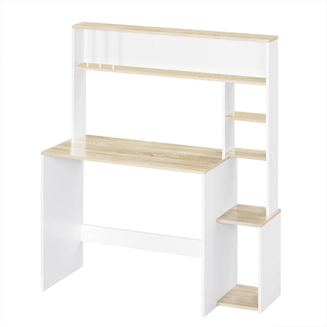 Bureau met boekenkast van BukkitBow, 5 open planken, afmetingen 113,5 x 45 x 139 cm, houten meubel voor werkruimte