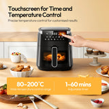 LLIVEKIT 5.5 L Air Fryer with Keep Warm Function 7 Cooking Programmes Viewing Window Interior Light Energy Efficient Oil Free for Kitchen