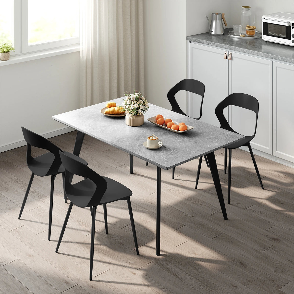 WOLTU 4PCS/Set Dining Chairs Modern Kitchen Chairs with PP Seat and Metal Legs Ergonomic Cut-Out Back Design for Dining Room Living Room