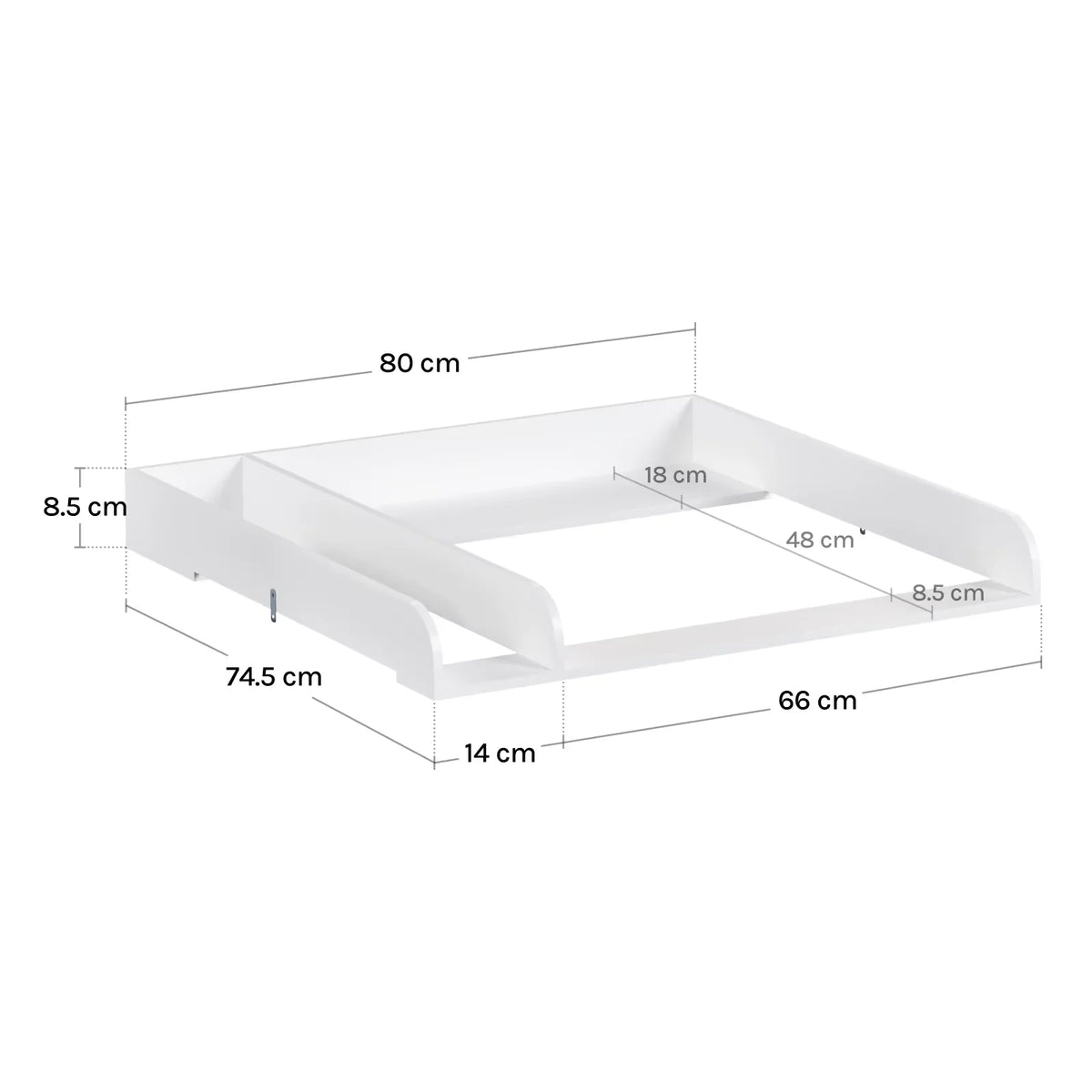 Aankleedopzetstuk commode – Wit – 80 cm – Met vakverdeler