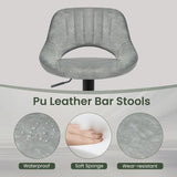 Eugad 2PCs/SET Height-Adjustable Faux Leather Bar Stools with Backrest 360° Rotatable Swivel Lifting Kitchen Bistro Stool Home Decor