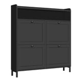 Smalle schoenenkast – 4 kleppen – 19,5 cm diep – Open vak