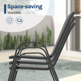 WOLTU 2/4PCS Garden Chairs Dark Grey Stackable Seating Set Outdoor Armchairs with Armrests Backrest for Garden Patio Balcony