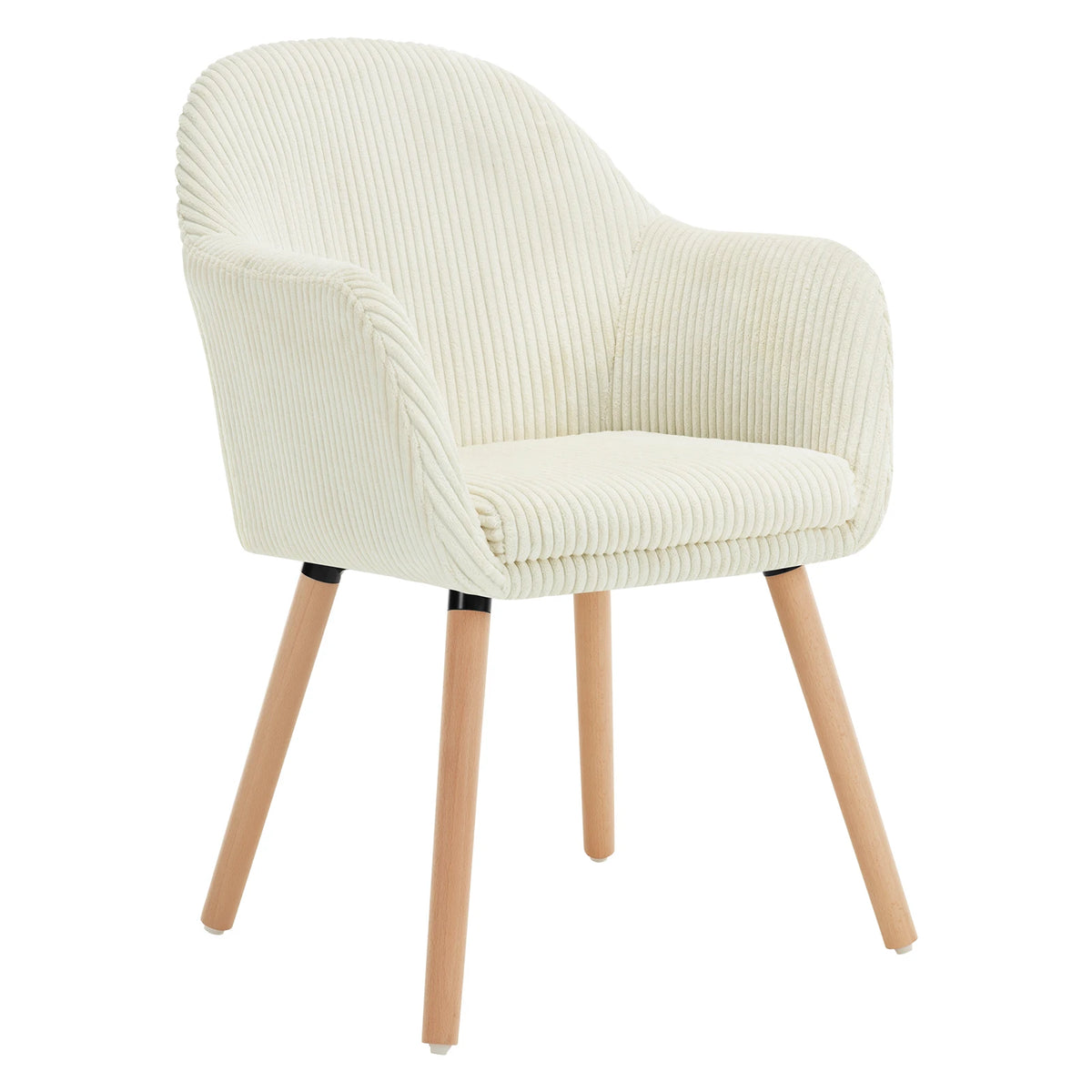 Eetkamerstoel met armleuningen – Ribstof – Houten poten – Zithoogte 49 cm