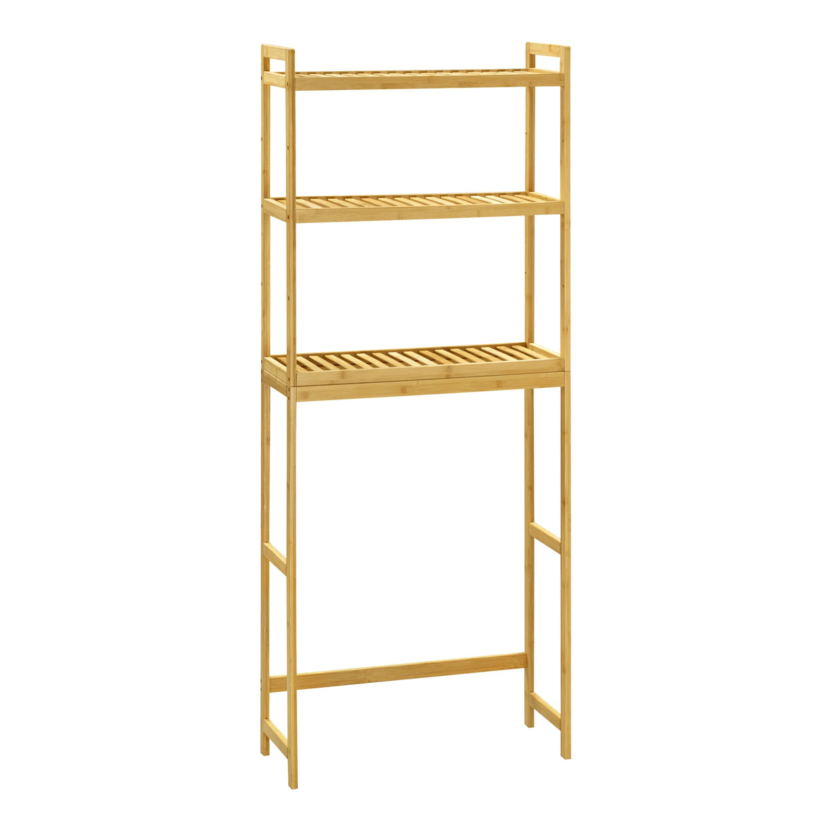 EUGAD Bamboo Bathroom Shelf Washing Machine Unit Over Toilet Shelf with 3 Adjustable Shelves Narrow Bathroom Cabinet for Bathroom Laundry Room
