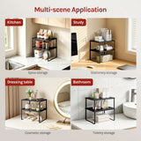 WOLTU 2PCS/Set Extendable Spice Rack Stackable Adjustable Kitchen Organizer for Utensils Countertop Metal Storage Rack for Fridge Household
