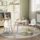 WOLTU Children's Table with 2 Chairs Cloud Backrest Solid Wood Legs for Toddlers Preschoolers Reading Food Storage