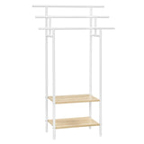 Vrijstaand handdoekrek – 3 stangen en 2 planken – Wit en licht eiken – 68 cm breed