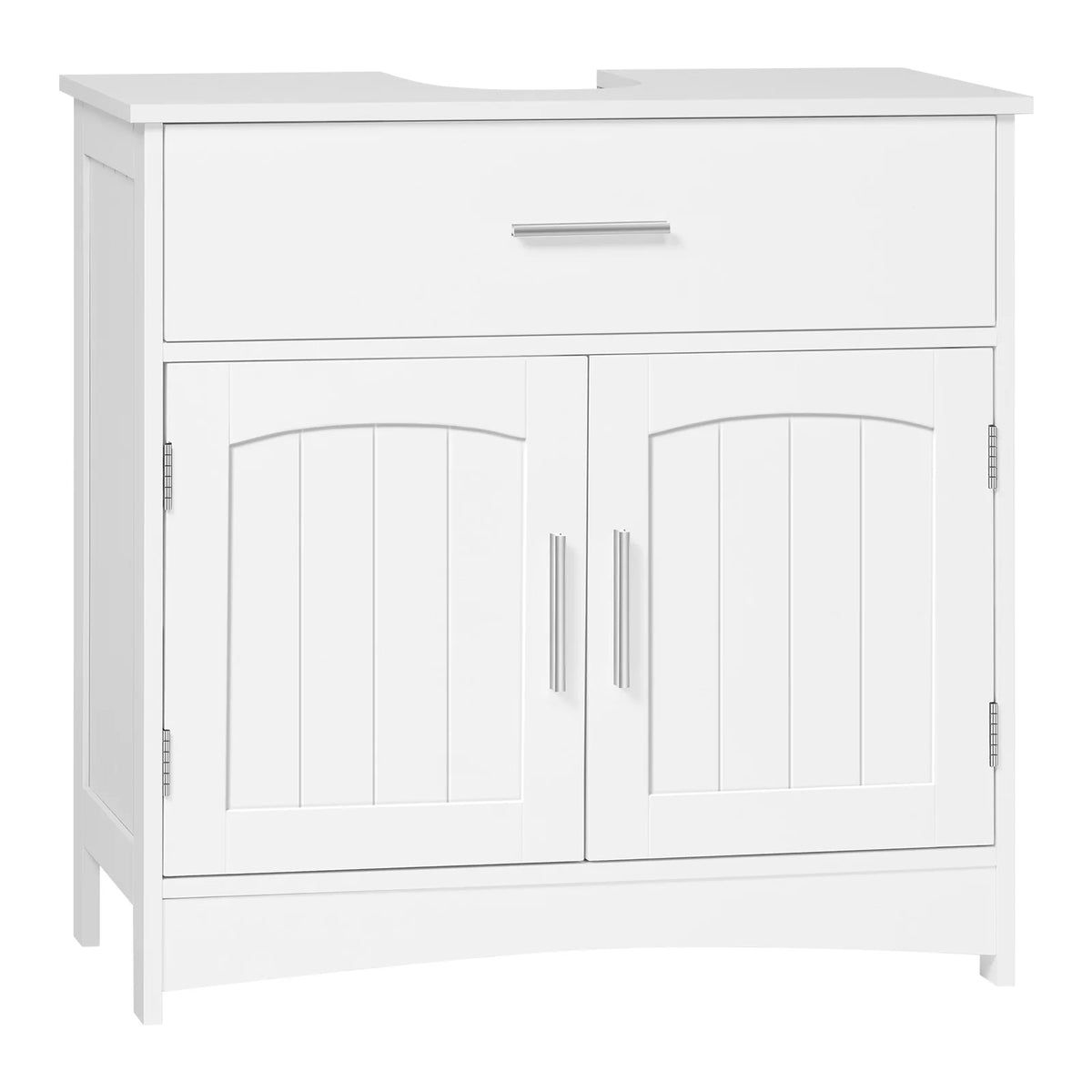 EUGAD White Waterproof Bathroom Cabinet 60x60x30cm Vanity Unit Under Sink with 2 Drawers Adjustable Shelf Toilet Storage Organizer