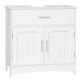 EUGAD White Waterproof Bathroom Cabinet 60x60x30cm Vanity Unit Under Sink with 2 Drawers Adjustable Shelf Toilet Storage Organizer