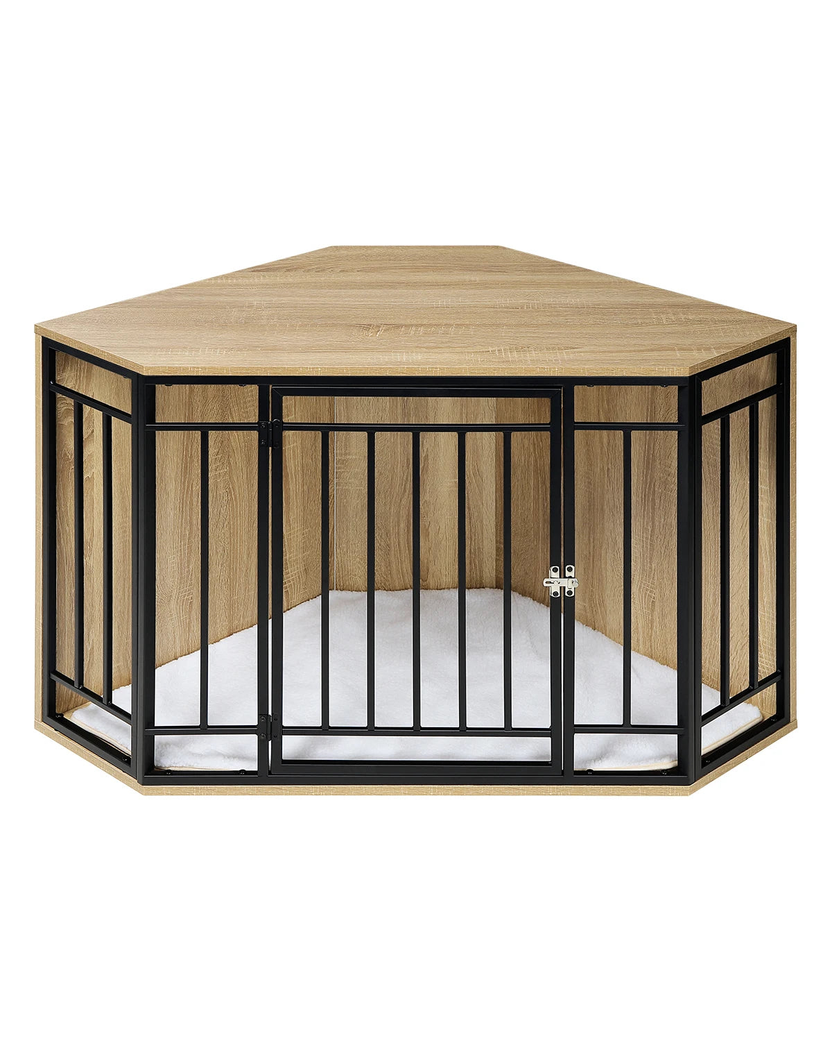 EUGAD 111x67x60 cm Corner Dog Crate Side Table Indoor Dog Kennel  with Lockable Door Pet House for Large Medium Small Dogs