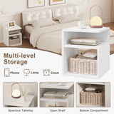 EUGAD 2PCS/SET White Bedside Tables Nightstand with 2 Open Compartments Space-Saving for Bedroom Living Room