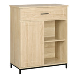 BukkitBow modern keukendressoir met schuifdeur en open vakken, zwart mat afwerking, strak en eigentijds design