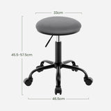 Eugad 360° Swivel Adjustable Height Office Makeup Chair with Wheels 45-57.5cm Upholstered Round Bar Stool Multipurpose Space Saving