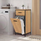 EUGAD Bathroom Cabinet 38x80x34cm Narrow Toilet Side Cabinet with 2 Drawers Foldable Laundry Bag Laundry Cupboard Bathroom Organizers