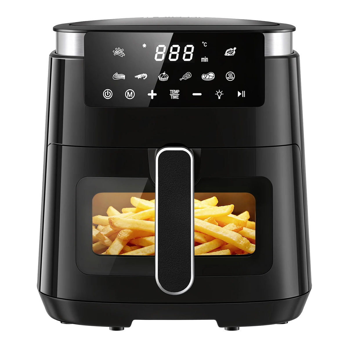 LLIVEKIT 5.5 L Air Fryer with Keep Warm Function 7 Cooking Programmes Viewing Window Interior Light Energy Efficient Oil Free for Kitchen