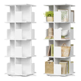 Roterende BukkitBow boekenkast met vier niveaus, draaibaar 360 graden, modern design en praktische opbergruimte