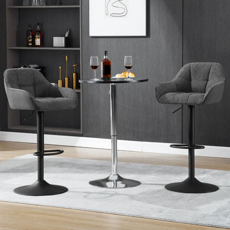 Set van 2 verstelbare en draaibare barstoelen van BukkitBow met rugleuning, zithoogte 63-84 cm, geschikt voor eettafels of bars.