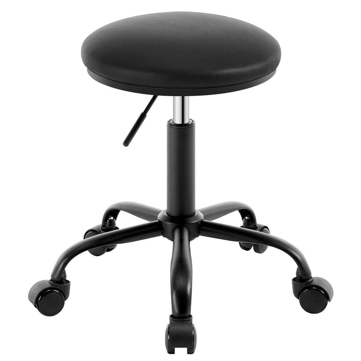 Eugad 360° Swivel Adjustable Height Office Makeup Chair with Wheels 45-57.5cm Upholstered Round Bar Stool Multipurpose Space Saving