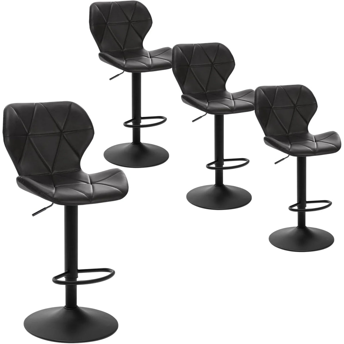 EUGAD 4PCS/SET Height Adjustable Rotating Counter Stools Swivel Bar Stools with Backrest and Footrest High Chairs for Kitchen Living Room Bistro