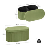 WOLTU Velvet Footstool Round Ottoman MDF Foldable Storage Stool with Creative Storage Box Removable Padded Lid for Living Room