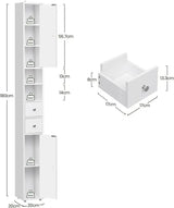 EUGAD Narrow Tall MDF Bathroom Cabinet 20x180x20cm Bath Organizer Adjustable Shelves Moisture Resistant Anti-Tilt Space Saving Storage