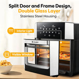 LLIVEKIT 15L Air Fryer with Visual Window 10 Functions 7 Accessories LED Touch Screen and Convection Rotation Function Oil-Free Fryer for Family