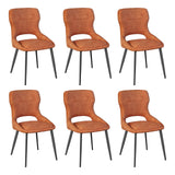 Eetkamerstoelen set van 6 – Chenille bekleding – Gebogen rugleuning – Metalen poten