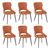 Eetkamerstoelen set van 6 – Chenille bekleding – Gebogen rugleuning – Metalen poten