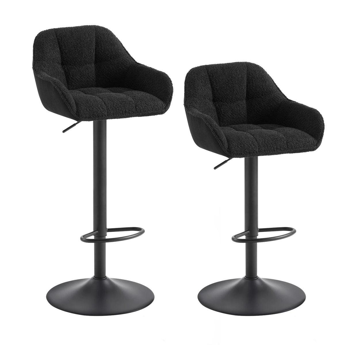 WOLTU 2PCS/Set Height-Adjustable Bar Stools Bistro Counter Stool with Rotable Padded Footrest Chenille Cord Kitchen Chairs