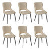 Eetkamerstoelen set van 6 – Chenille bekleding – Gebogen rugleuning – Metalen poten