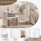 EUGAD 2PCS/SET White Bedside Tables Nightstand with 2 Open Compartments Space-Saving for Bedroom Living Room