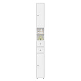 EUGAD Narrow Tall MDF Bathroom Cabinet 20x180x20cm Bath Organizer Adjustable Shelves Moisture Resistant Anti-Tilt Space Saving Storage