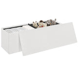 WOLTU Foldable Ottoman Stool 2 Seater Storage Bench Entrance Bench Sofa Storage Pouf Chest with Removable Lid Foot Rest 110x38x38cm