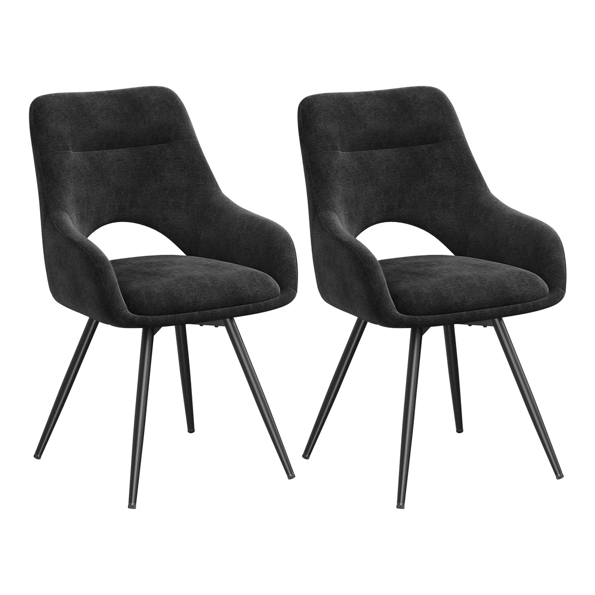 Draaibare eetkamerstoelen – Set van 2 – Chenille – Met armleuningen