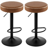 EUGAD 2PCS/SET Faux Leather Bar Stool Height Adjustable Bistro Counter Stool with Footrest Vintage Swivel High Kitchen Island Stool